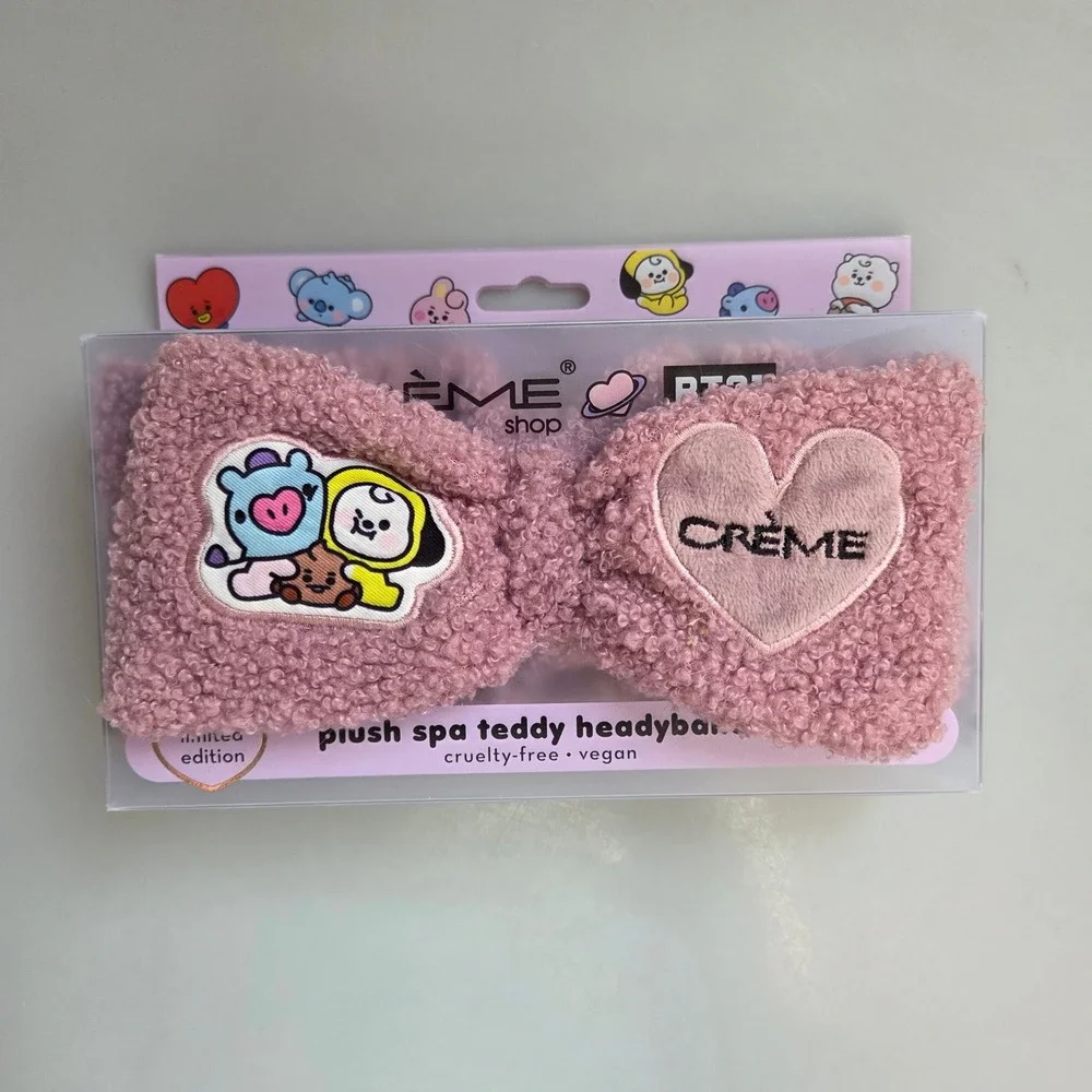 The Creme Shop BT21 Plush Spa Teddy Headband Pink Limited Edition New
